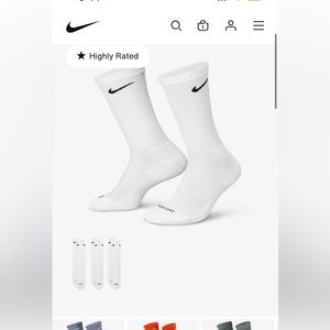 NWT Nike Everyday Plus Cushioned
Training Crew Socks (3 Pairs) unisex size M